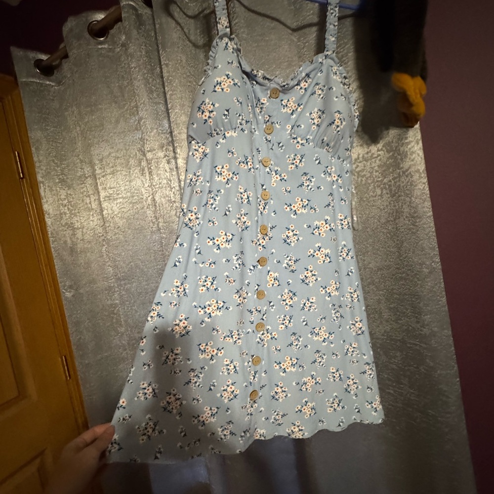No Boundaries Light Blue Floral Tie-Front Sundress